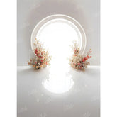 LB1662 White Floral Circle Arch Maternity Backdrop