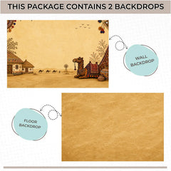 LB1663C Traditional Navratri Camel Village Floor & Wall Duodrop (2 Pcs)