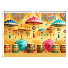 LB1665W Colorful Navratri Garba Festival Wall Backdrop