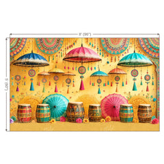 LB1665W Colorful Navratri Garba Festival Wall Backdrop