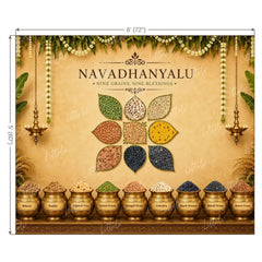 LB1672W Annaprashan Navadhanya Blessings Wall Backdrop