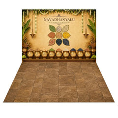 LB1672C Annaprashan Navadhanya Blessings Floor & Wall Duodrop (2 Pcs)