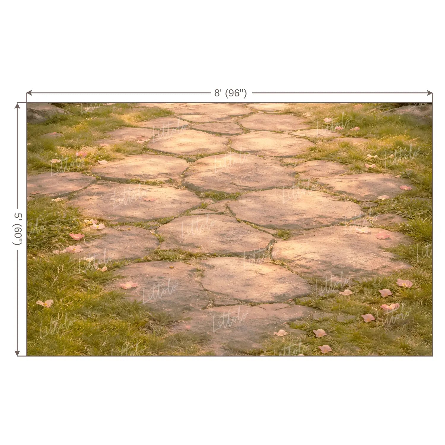 LB1603F Rustic Garden Stone Path Floor Backdrop