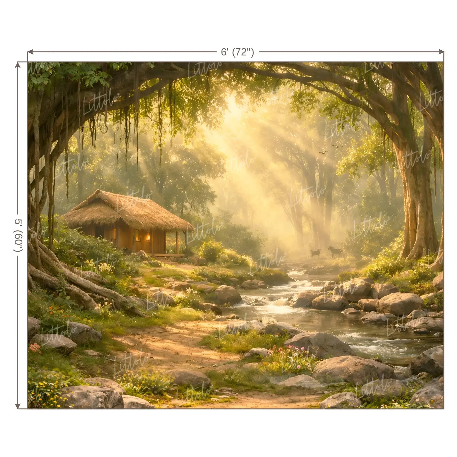 LB1599W Shri Ram Vanvas Forest Ashram Wall Backdrop