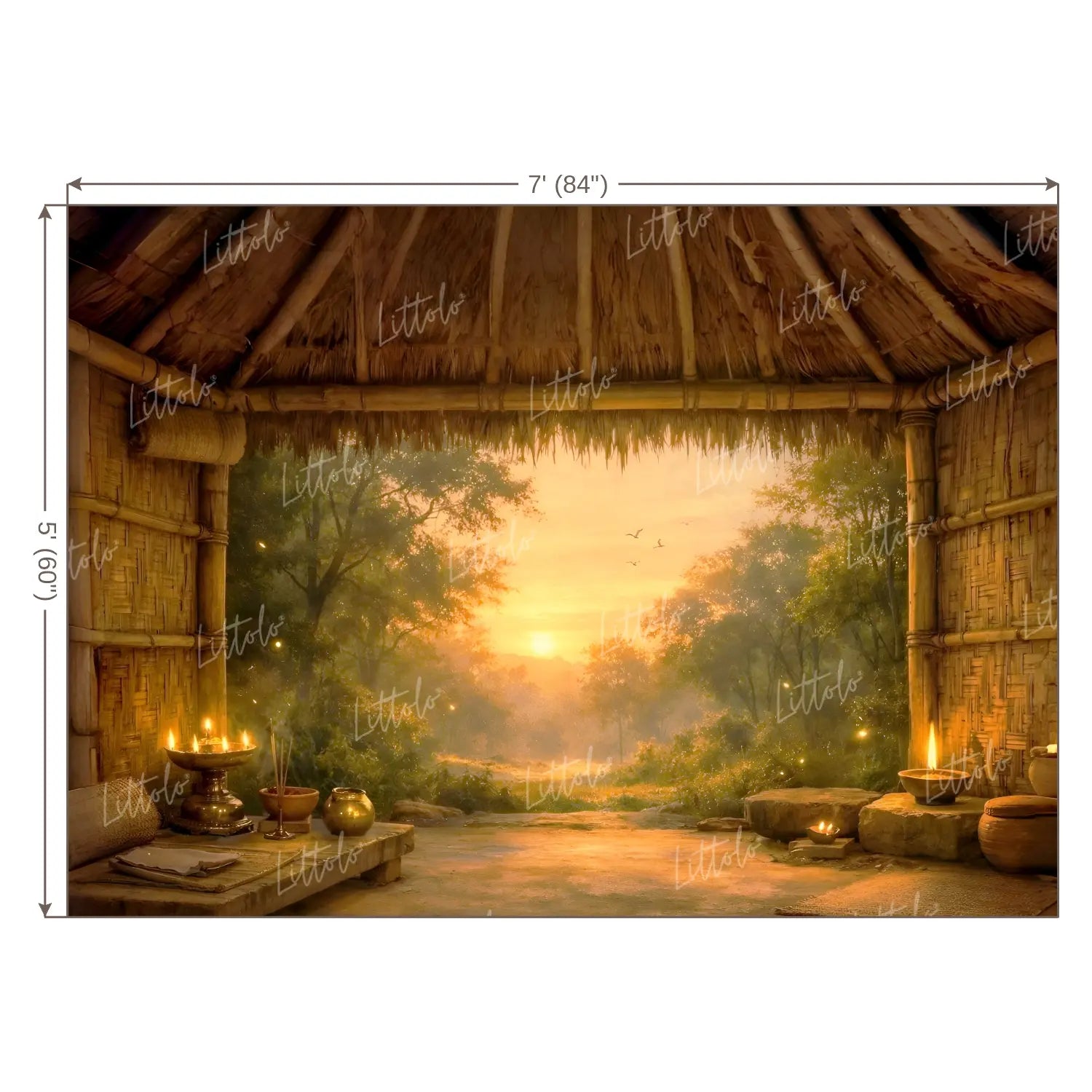 LB1600W Shri Ram Panchavati Forest Ashram Wall Backdrop