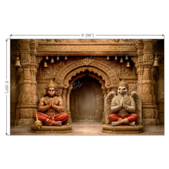 LB1601W Divine Hanuman & Garuda Ram Navami Temple Wall Backdrop