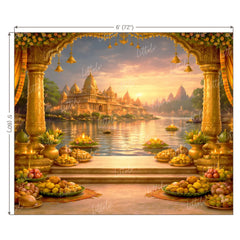 LB1602W Ayodhya Sarayu River Ram Navami Wall Backdrop