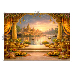 LB1602W Ayodhya Sarayu River Ram Navami Wall Backdrop