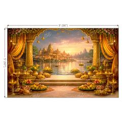 LB1602W Ayodhya Sarayu River Ram Navami Wall Backdrop