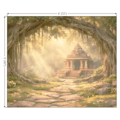LB1603W Golden Ayodhya Temple Wall Backdrop