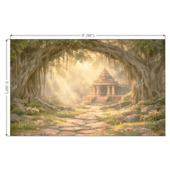 LB1603W Golden Ayodhya Temple Wall Backdrop