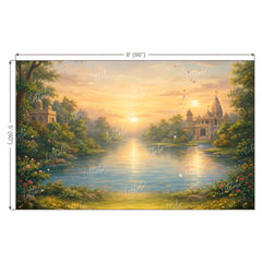LB1608W Vrindavan Yamuna Ghat Sunrise Wall Backdrop
