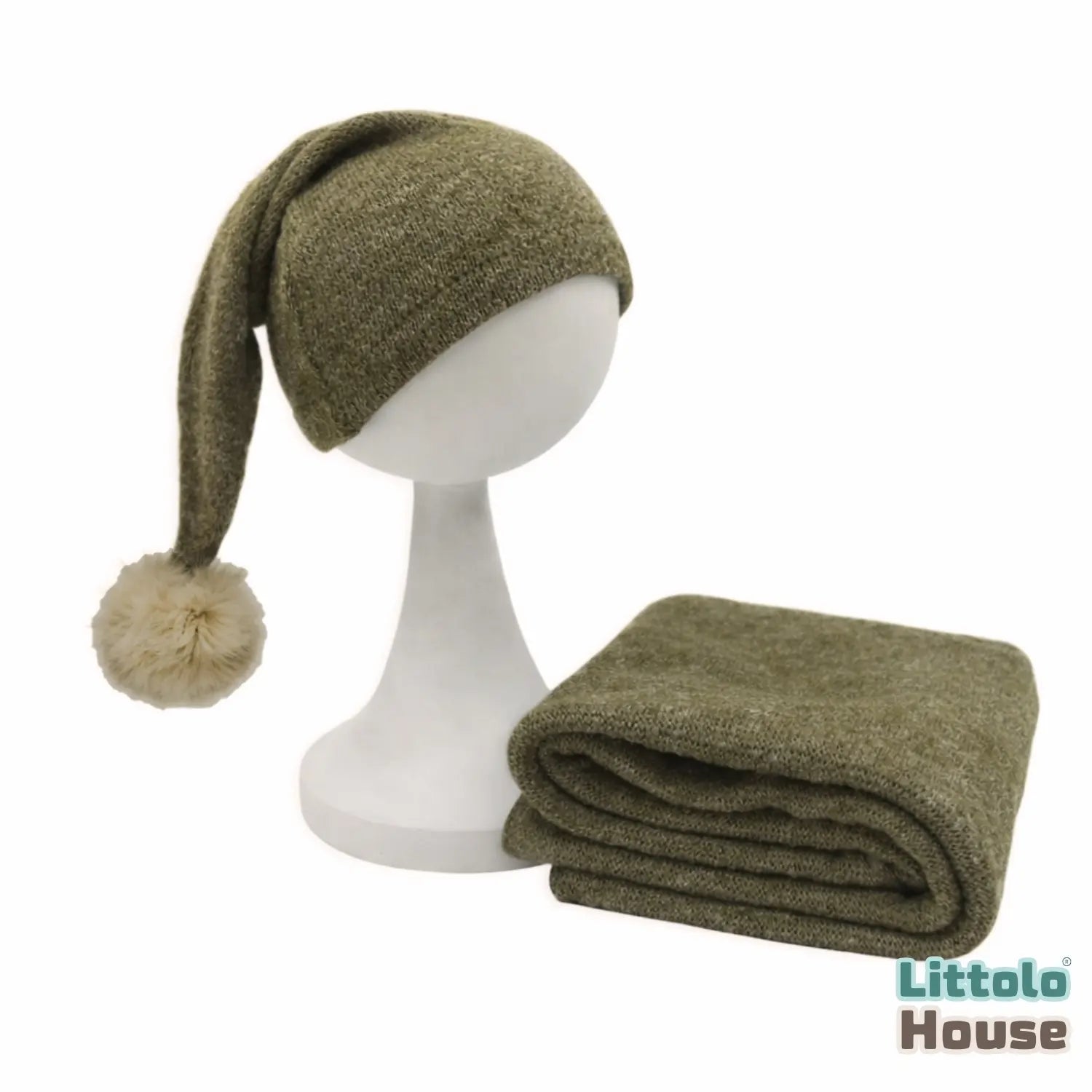 Baby Sleep Hat and Wrap SR013 | Set of 2 | NB | Mehndi Green