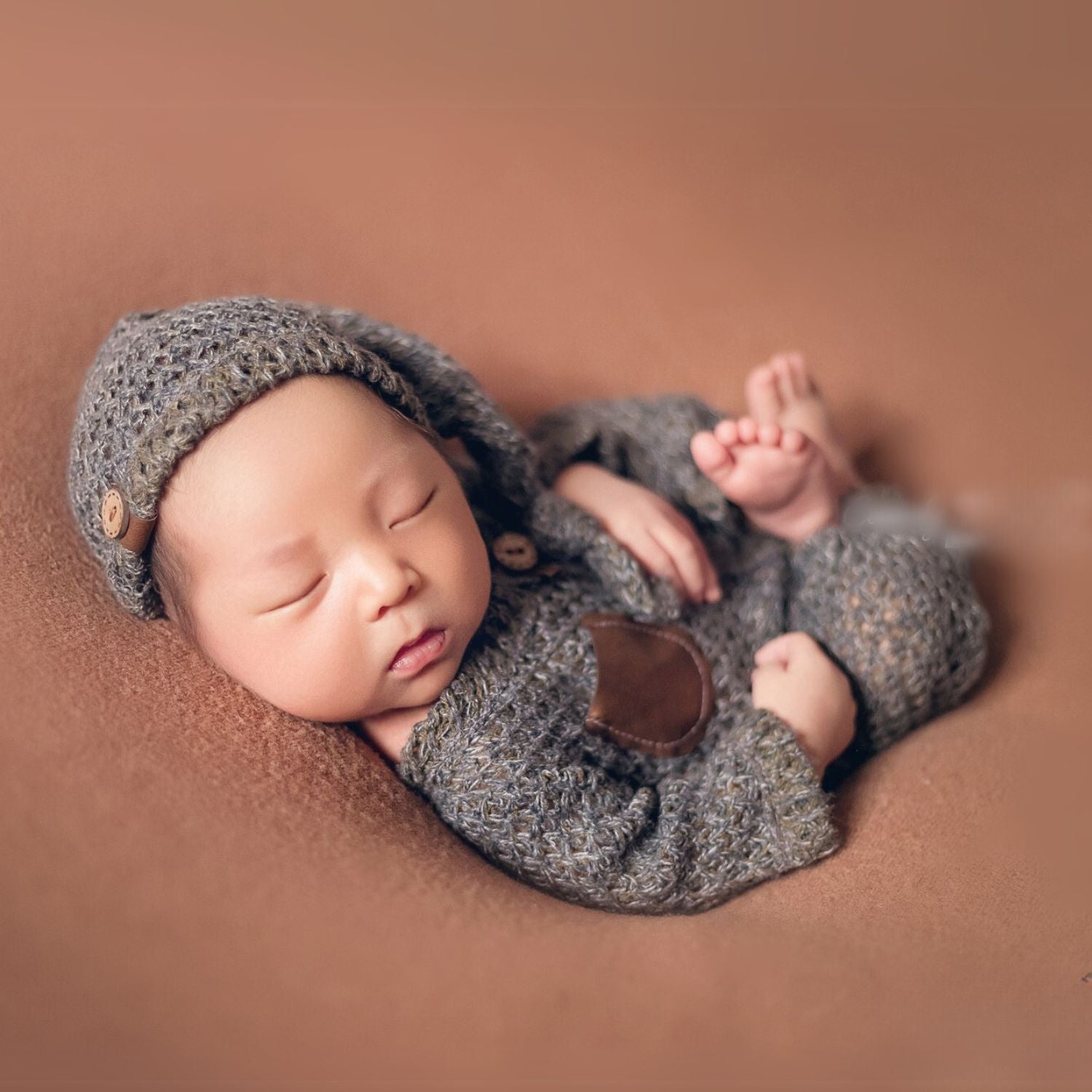 Baby Body Suite with Two Hats SR014 | Set of 3 | NB | Grey