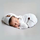 Baby Romper and Sleep Hat SR017 | Set of 2 | NB| White