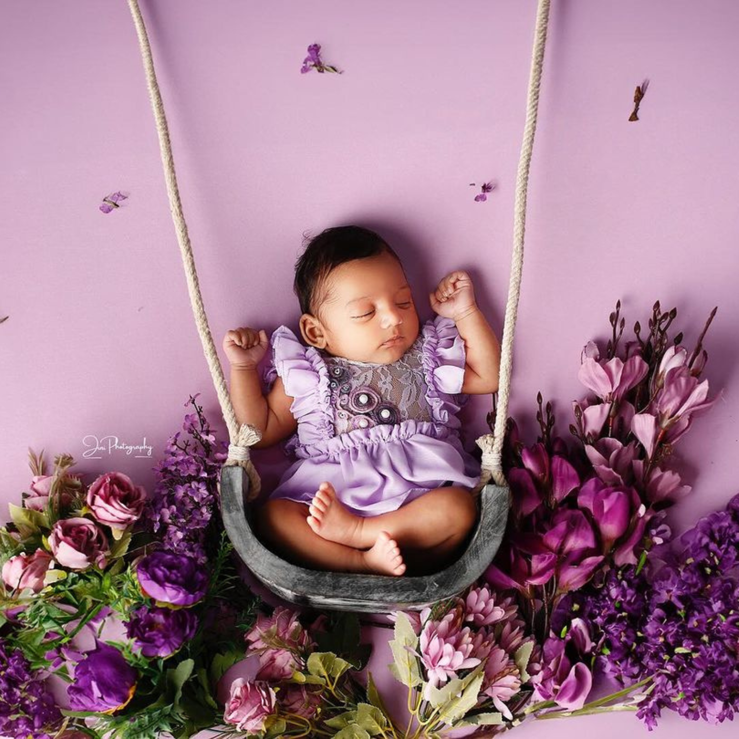 Baby Girl Lace Frill Frock with Bonnet Posing Aid and Botties SR030 | Set of 4 | 2M | Orchid