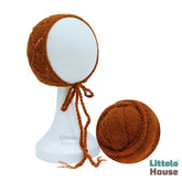 Baby Wool Knitted Wrap and Bonnet SR090 | NB | Brick Brown