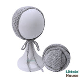 Baby Wool Knitted Wrap and Bonnet SR090 | NB | Light Grey