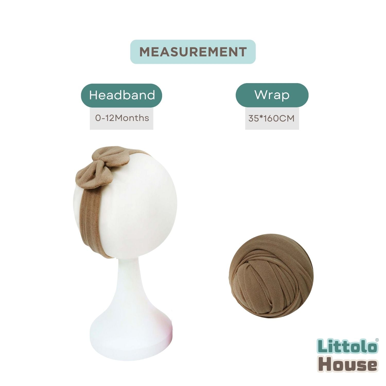 Baby Neutral Jersey Wrap With Hairband SR091 | NB | Beige