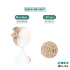 Baby Neutral Jersey Wrap With Hairband SR091 | NB | Cream
