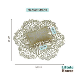Baby Handmade Crochet Lace Round Doilies Layer with pillow SR093 | NB | Beige