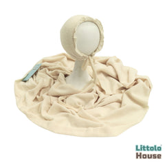 Baby Premium Stretchy Poly Cotton Wrap with Bonnet SR094 | NB | Beige