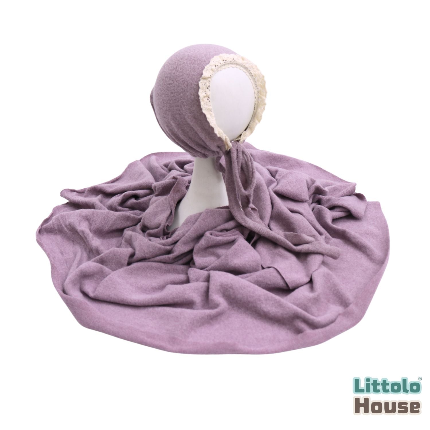 Baby Premium Stretchy Poly Cotton Wrap with Bonnet SR094 | NB | Purple