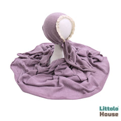 Baby Premium Stretchy Poly Cotton Wrap with Bonnet SR094 | NB | Purple