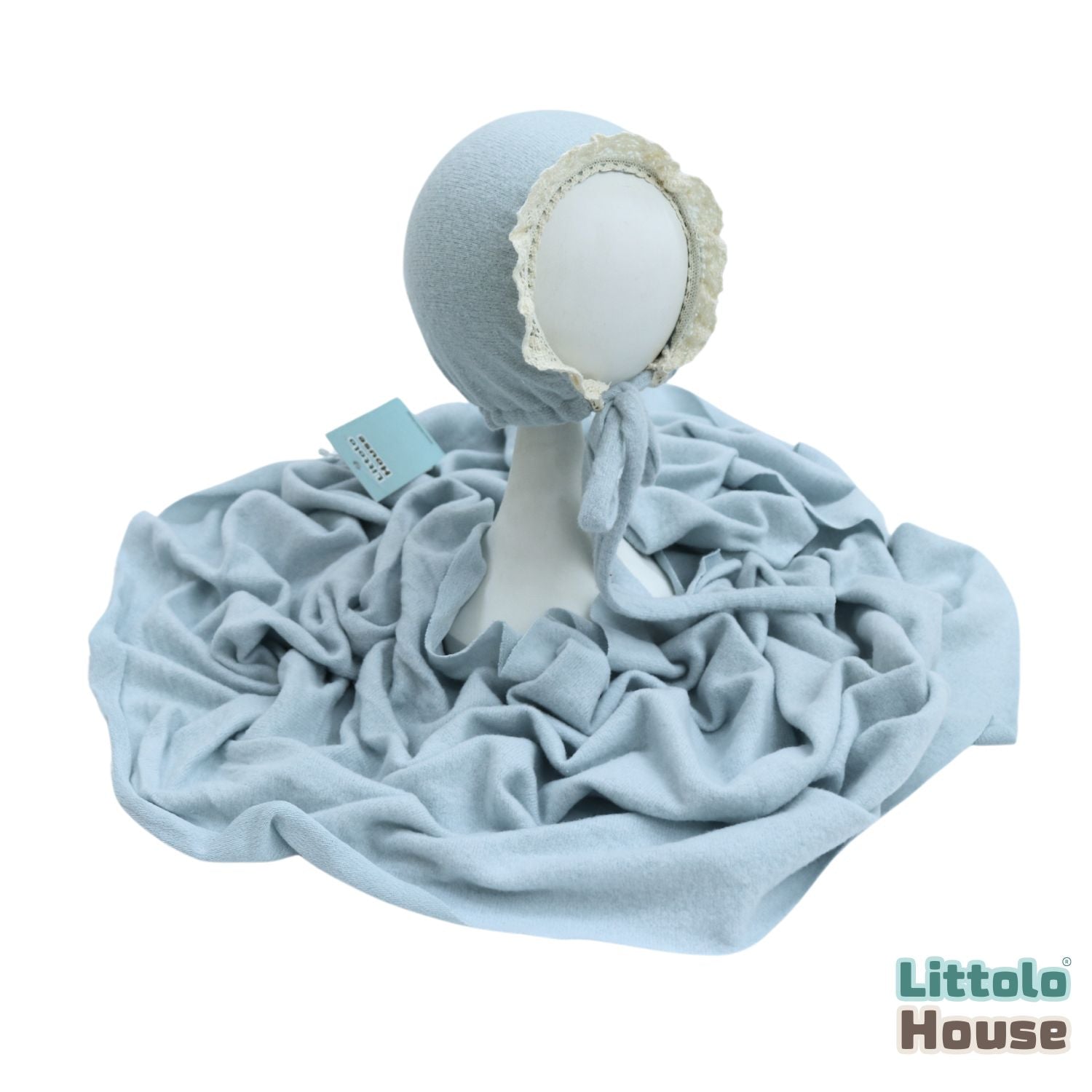 Baby Premium Stretchy Poly Cotton Wrap with Bonnet SR094 | NB | Sky