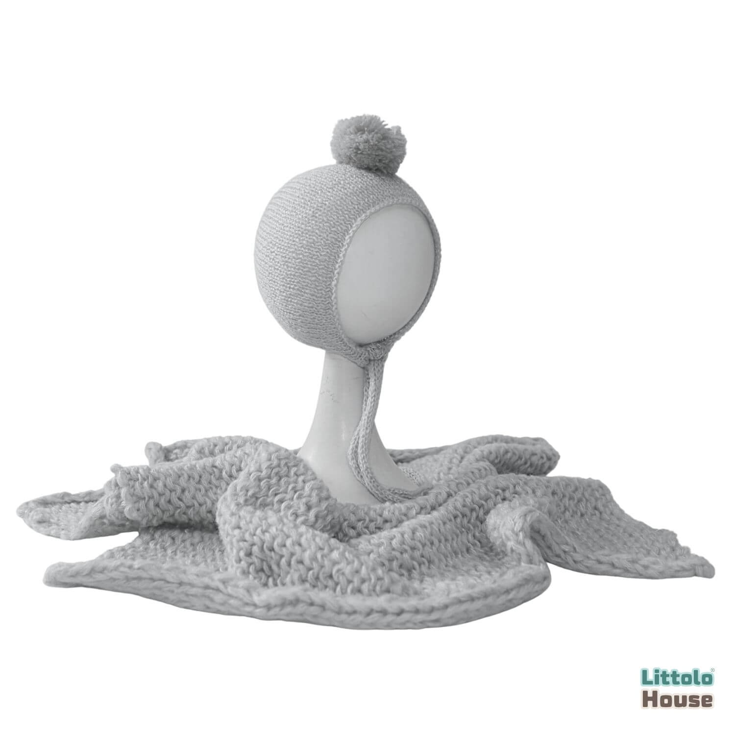 Handspun Chunky Wool Layer with Bonnet SR097 | NB | Light Grey