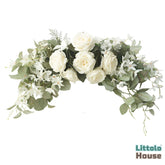 Artificial Silk Flower Arch Wreath with Welcome Hanging Pack of 1 | White Shades