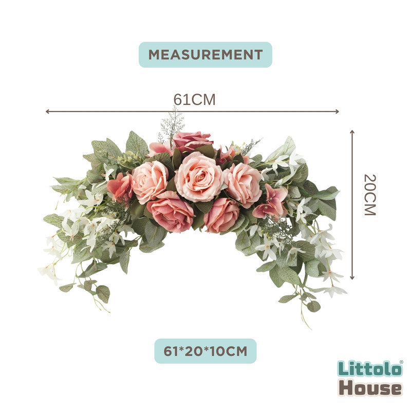 Artificial Silk Flower Arch Wreath with Welcome Hanging Pack of 1 | Pink Shades