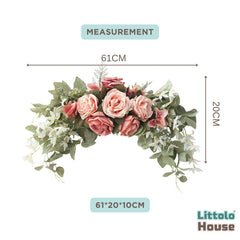Artificial Silk Flower Arch Wreath with Welcome Hanging Pack of 1 | Pink Shades