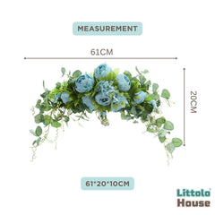 Artificial Silk Flower Arch Wreath F057 | Pack of 1 | Navy Blue Shades