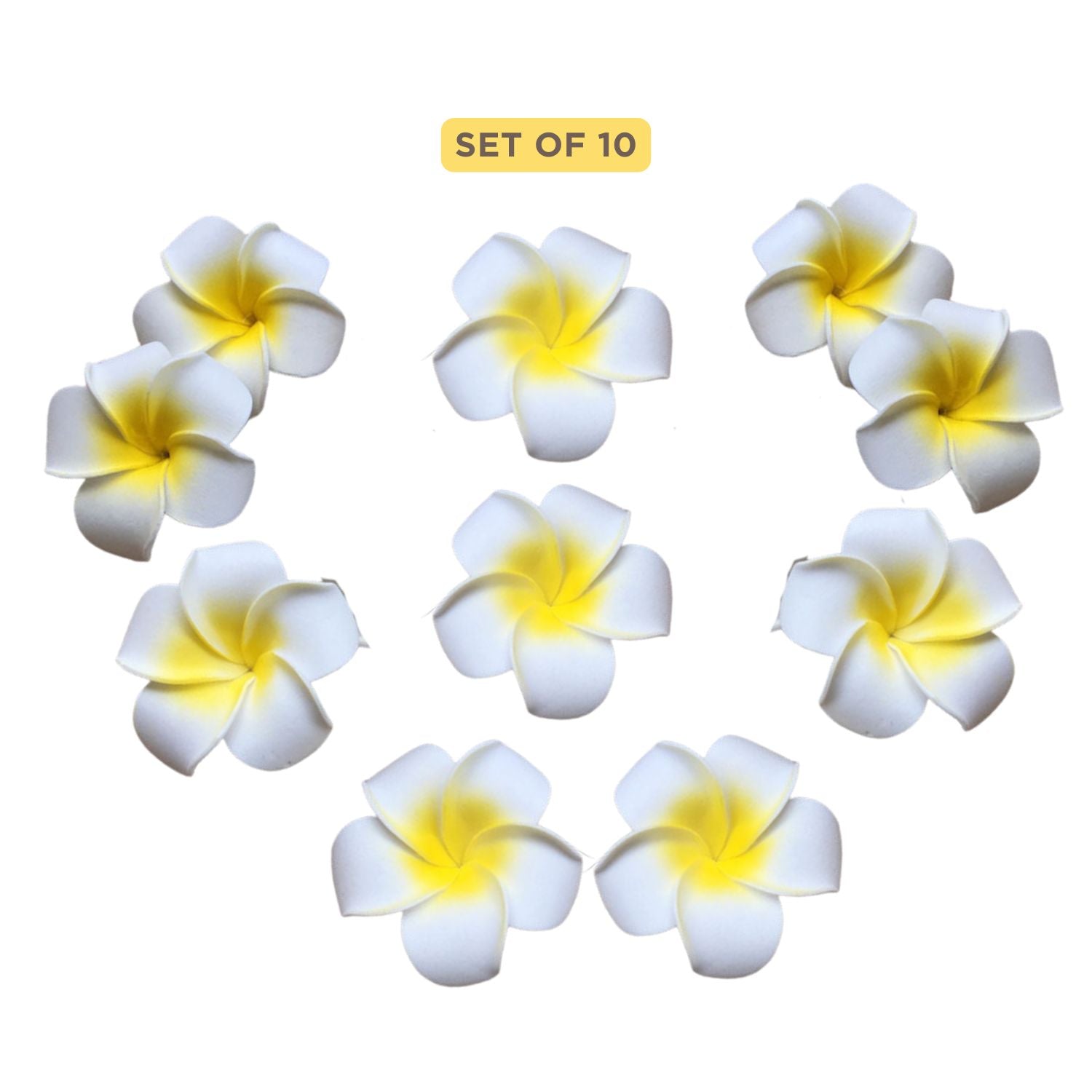 Artificial Floating Hawaii Flowers F094 | Pack of 10 | White Yellow