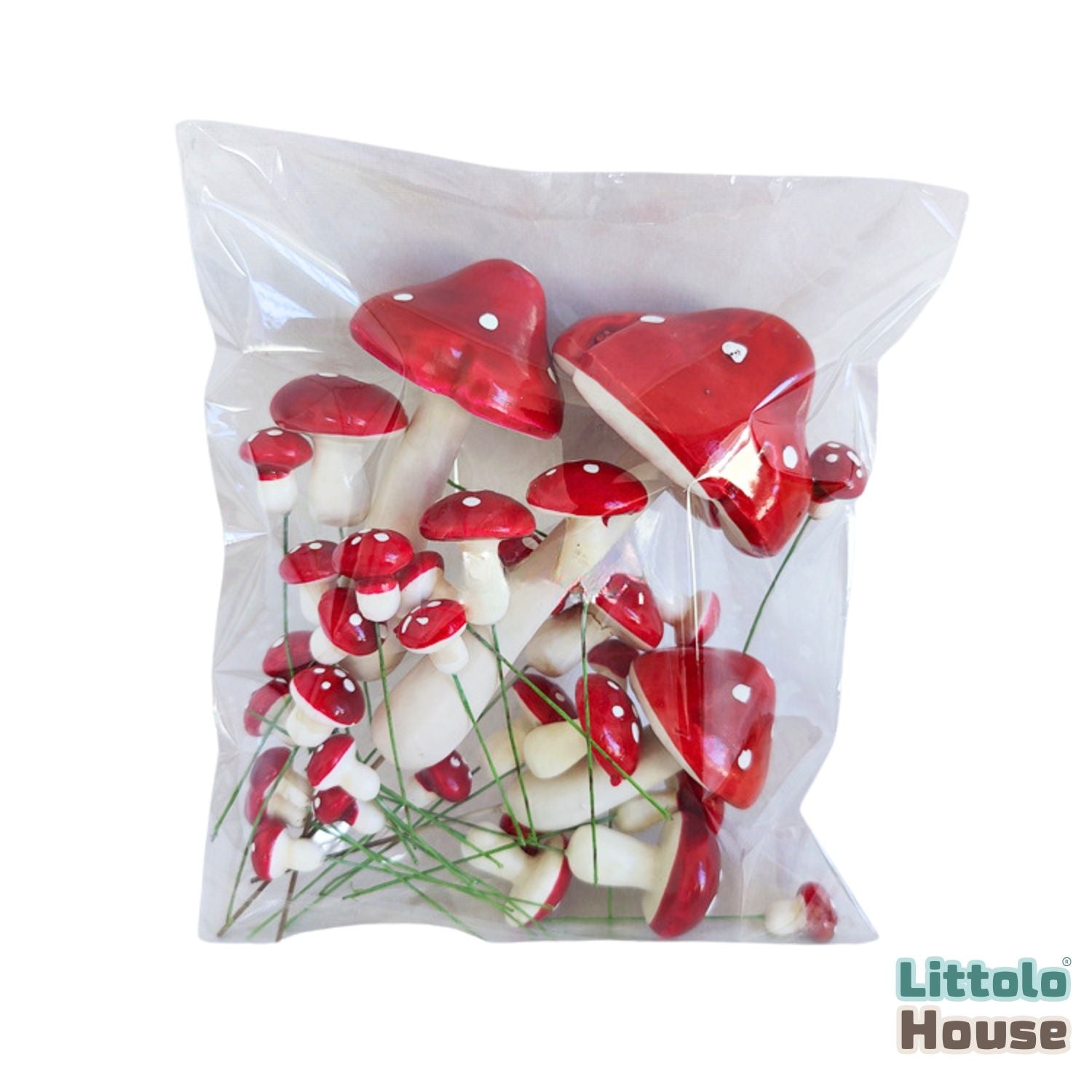 Enchanted Mushroom Collection Fairy Decor F103 | Pack of 33 | Red
