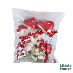 Enchanted Mushroom Collection Fairy Decor F103 | Pack of 33 | Red