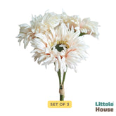 Artificial Gerbera Daisies Flower F105 | Pack of 3 | Off White