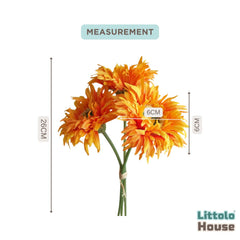 Artificial Gerbera Daisies Flower F105 | Pack of 3 | Sunrise Yellow