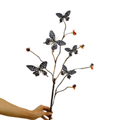 Butterfly Accent Decorative Stems F108 | Bunch of 2 | Black