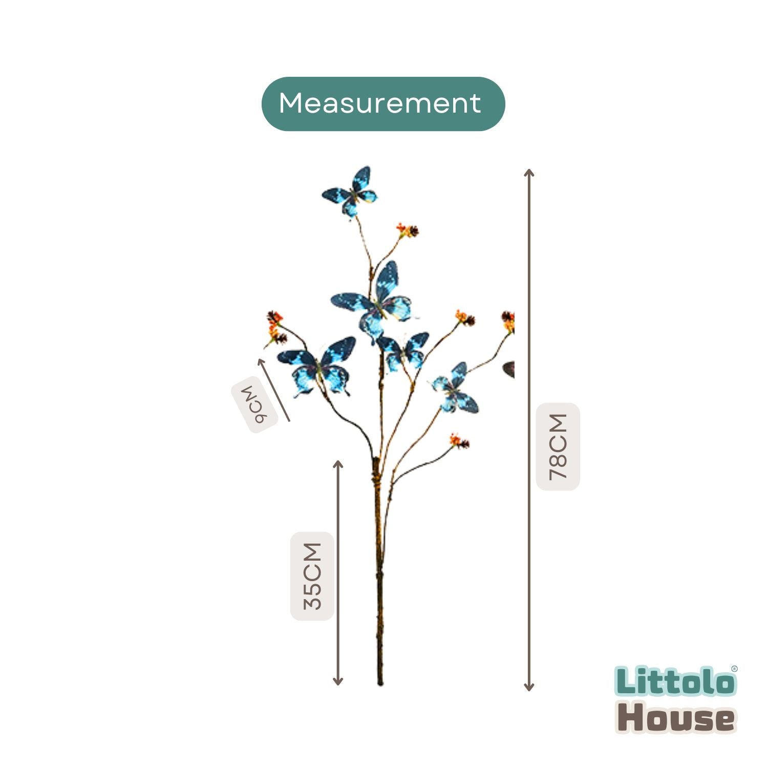 Butterfly Accent Decorative Stems F108 | Bunch of 2 | Blue