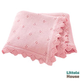 Elegant Lace Edge Knitted Blanket Layer L052 | Light Pink