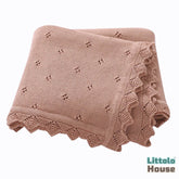 Elegant Lace Edge Knitted Blanket Layer L052 | Melon Orange