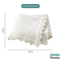 Elegant Lace Edge Knitted Blanket Layer L052 | Milky White