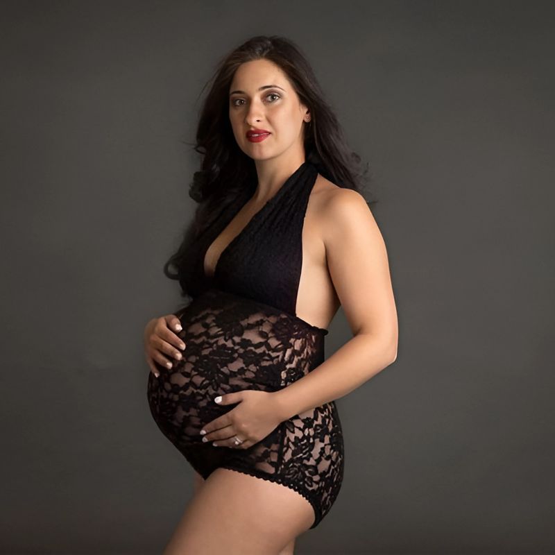 Lace Body Suit M005 Maternity Bodysuit | Black