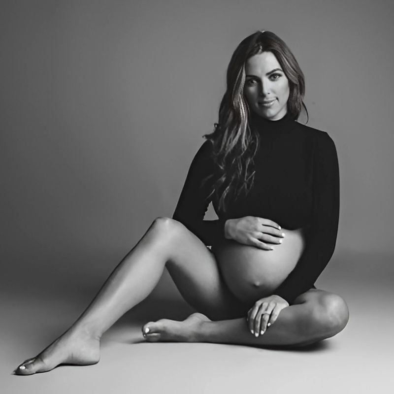 Maternity Turtle Neck Crop Top with Waist Hipster Shorts and White Veil M030 Maternity Bodysuit | M | Black