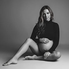 Maternity Turtle Neck Crop Top with Waist Hipster Shorts and White Veil M030 Maternity Bodysuit | M | Black