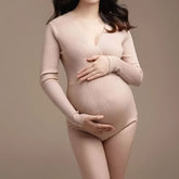 Full Sleeves V Neck Body Suit M031 Maternity Bodysuit | M | Peach