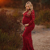 Lace Net Highneck Dress M043 | L | Cherry