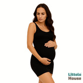 Ribbed Tank Maternity Shapewear Romper M053 | Black